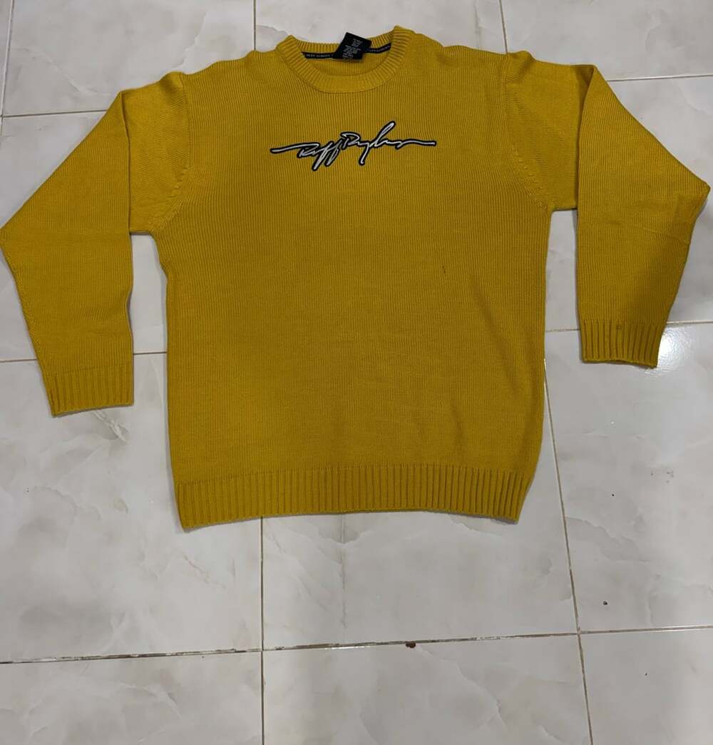 Ruff Ryders DMX Dirty Denim Gold Knit Crewneck Sweater 2XL Vintage